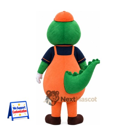 Crocodile Mascot Costume - Orange Overalls Crocodile Mascot Costume - Orange Overalls