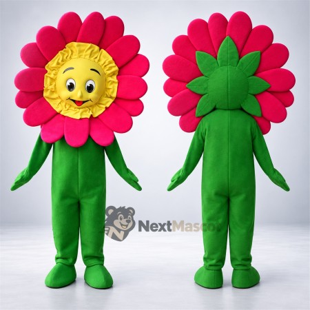 Flower Mascot Costume - Pink, Yellow Face Flower Mascot Costume - Pink, Yellow Face