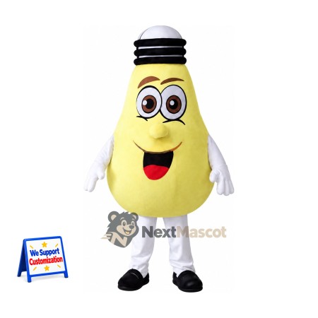 Bulb Mascot Costume - Yellow, Light Bulb Mascot Costume - Yellow, Light