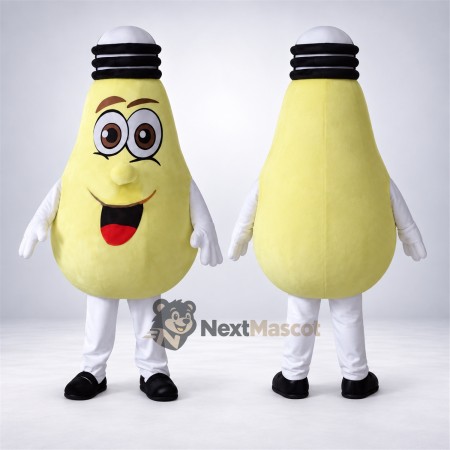 Bulb Mascot Costume - Yellow, Light Bulb Mascot Costume - Yellow, Light