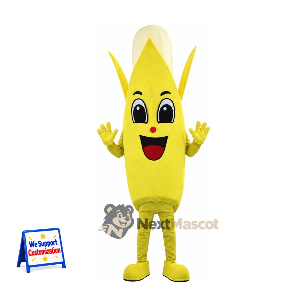 Peeled Banana Mascot Costume for Food Fairs Peeled Banana Mascot Costume for Food Fairs