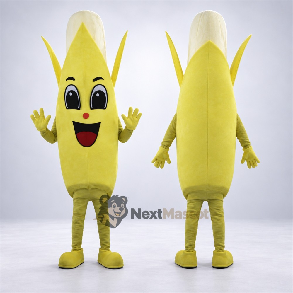 Peeled Banana Mascot Costume for Food Fairs Peeled Banana Mascot Costume for Food Fairs