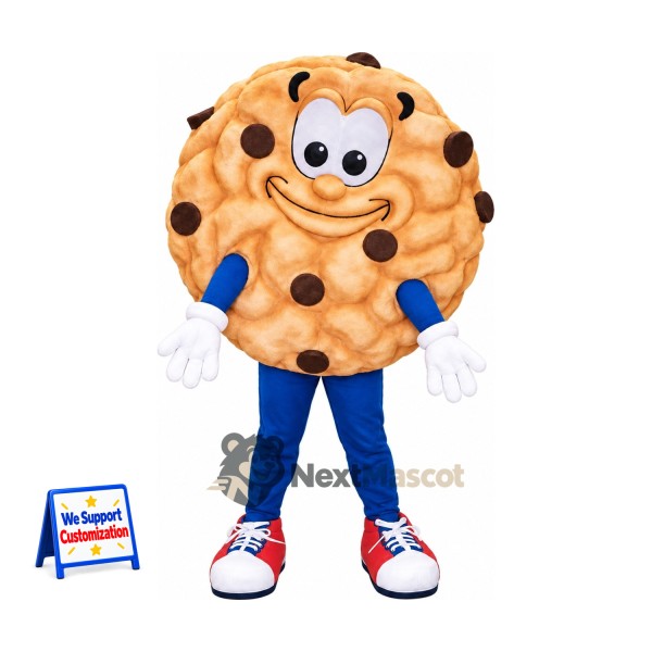 Chocolate Chip Cookie Mascot Costume - Blue Pants and Red Sneakers