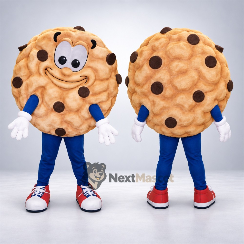 Chocolate Chip Cookie Mascot Costume - Blue Pants and Red Sneakers