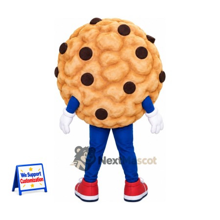 Chocolate Chip Cookie Mascot Costume - Blue Pants and Red Sneakers