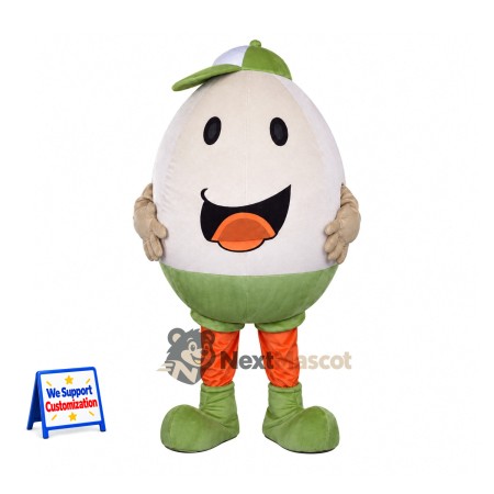Egg Mascot Costume - Green Cap for Food Festivals Egg Mascot Costume - Green Cap for Food Festivals