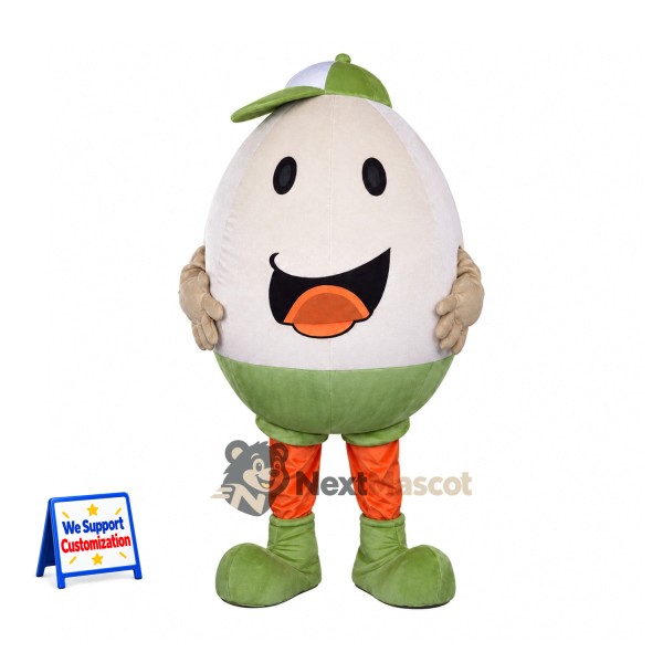 Egg Mascot Costume - Green Cap for Food Festivals