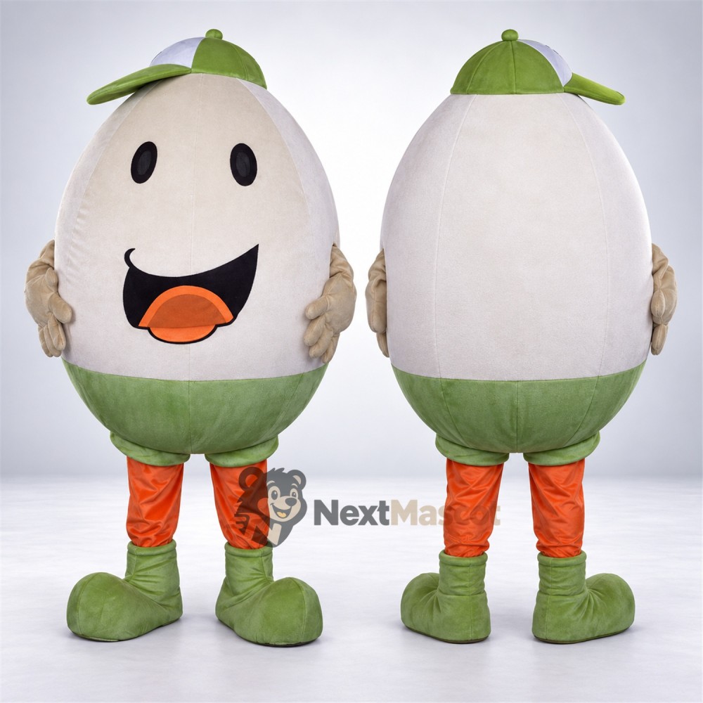 Egg Mascot Costume - Green Cap for Food Festivals Egg Mascot Costume - Green Cap for Food Festivals