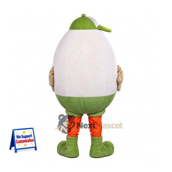 Egg Mascot Costume - Green Cap for Food Festivals Egg Mascot Costume - Green Cap for Food Festivals