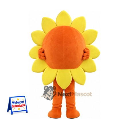 Sunflower Mascot Costume - Orange Face and Big Blue Eyes for Parades Sunflower Mascot Costume - Orange Face and Big Blue Eyes for Parades