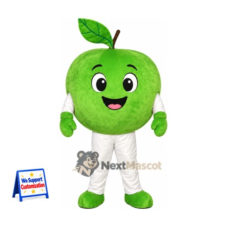 Apple Mascot Costume - Green, White Pants for Food Festivals