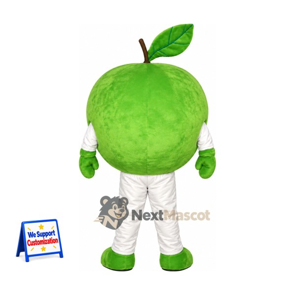 Apple Mascot Costume - Green, White Pants for Food Festivals Apple Mascot Costume - Green, White Pants for Food Festivals