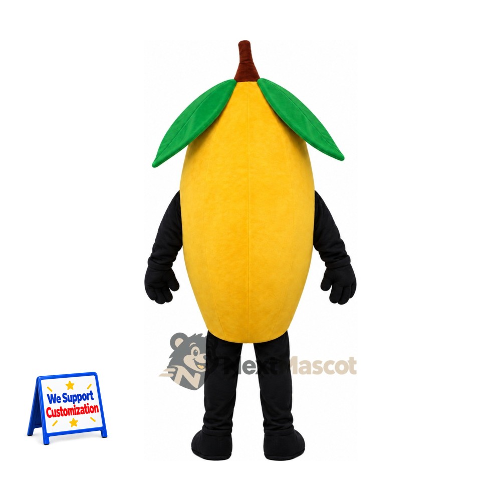 Mango Mascot Costume - Yellow, Black Arms and Legs for Food Fairs Mango Mascot Costume - Yellow, Black Arms and Legs for Food Fairs