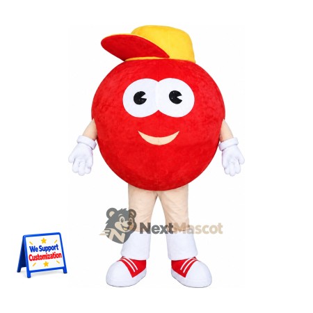 Apple Mascot Costume - Red, Yellow Cap Apple Mascot Costume - Red, Yellow Cap