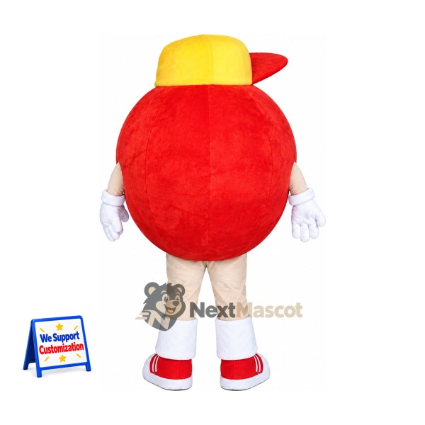 Apple Mascot Costume - Red, Yellow Cap