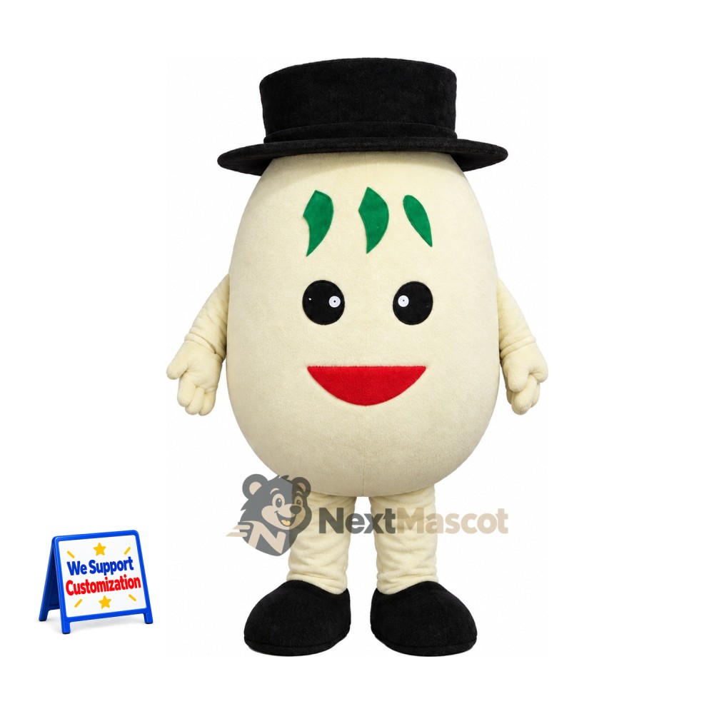 Egg Mascot Costume - Black Top Hat