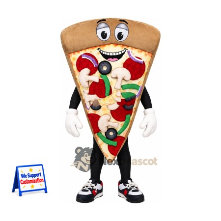 Pizza Slice Mascot Costume - Colorful Toppings and Sneakers Pizza Slice Mascot Costume - Colorful Toppings and Sneakers