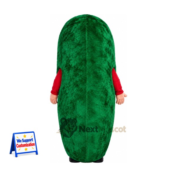 Cucumber Mascot Costume - Green, Red Sleeves Cucumber Mascot Costume - Green, Red Sleeves