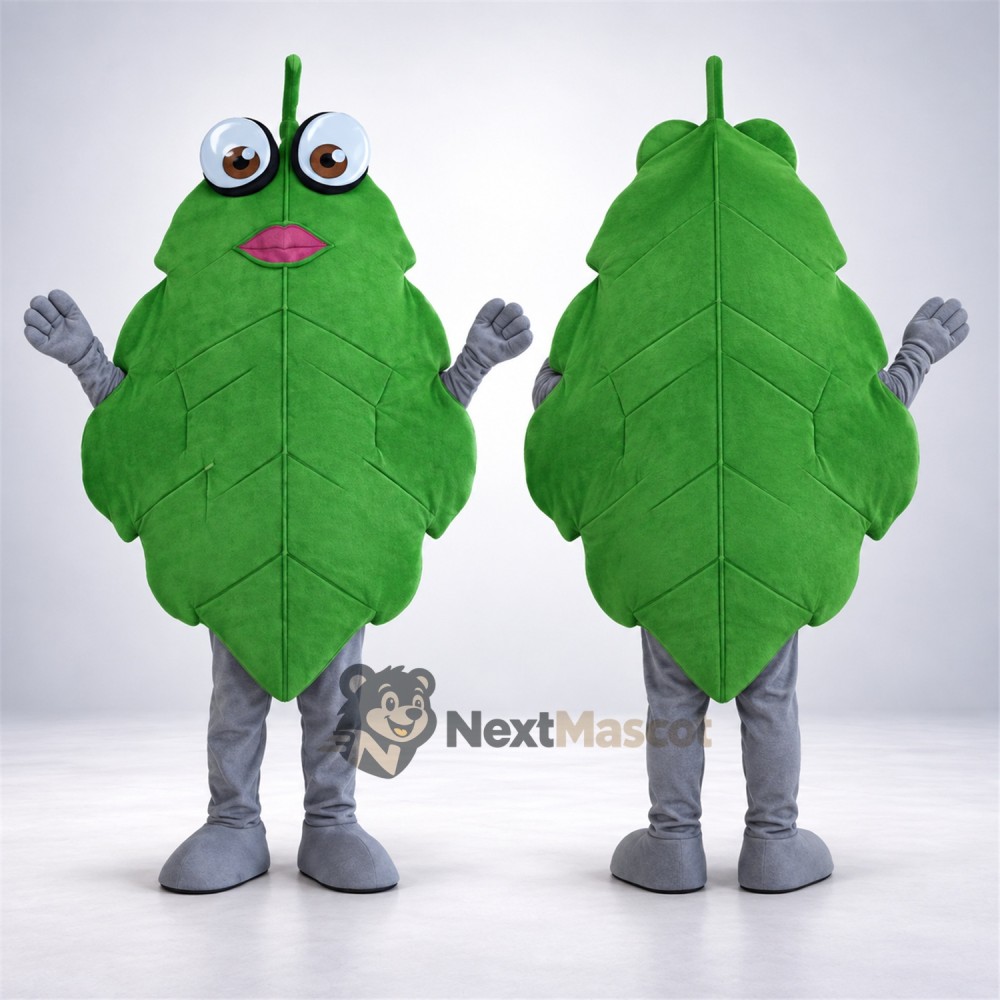Leaf Mascot Costume - Green, Gray Arms and Legs for School Events Leaf Mascot Costume - Green, Gray Arms and Legs for School Events