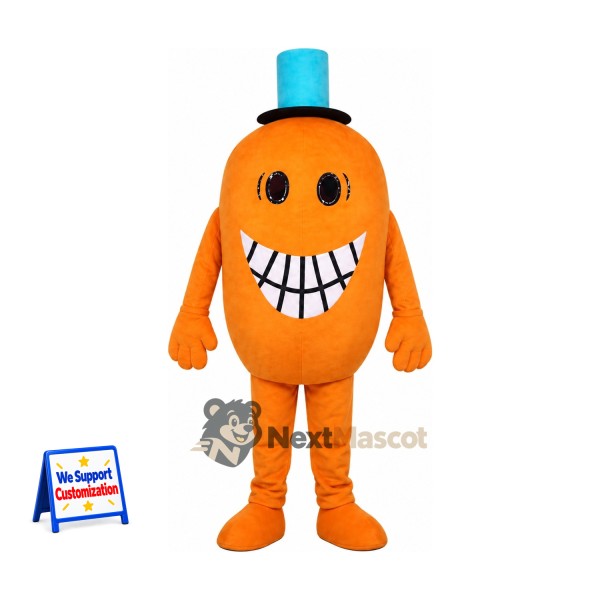 Monster Mascot Costume - Orange, Blue Hat