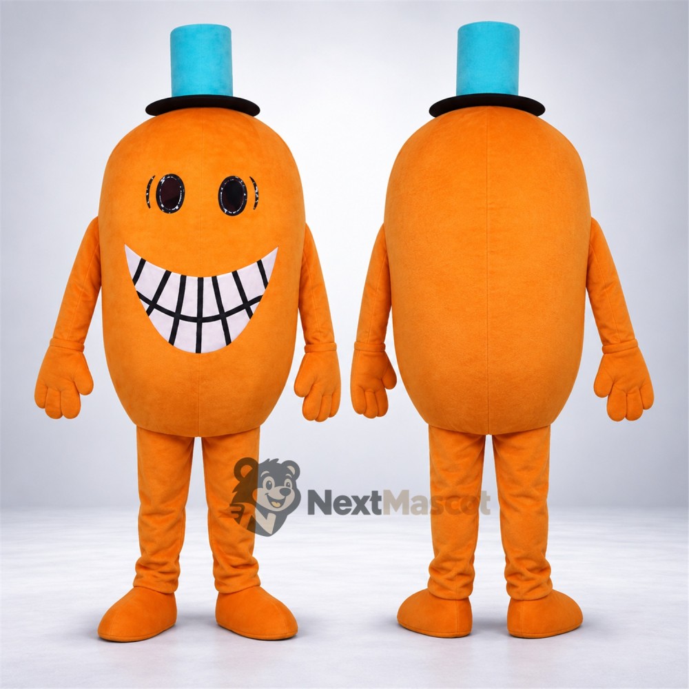 Monster Mascot Costume - Orange, Blue Hat Monster Mascot Costume - Orange, Blue Hat