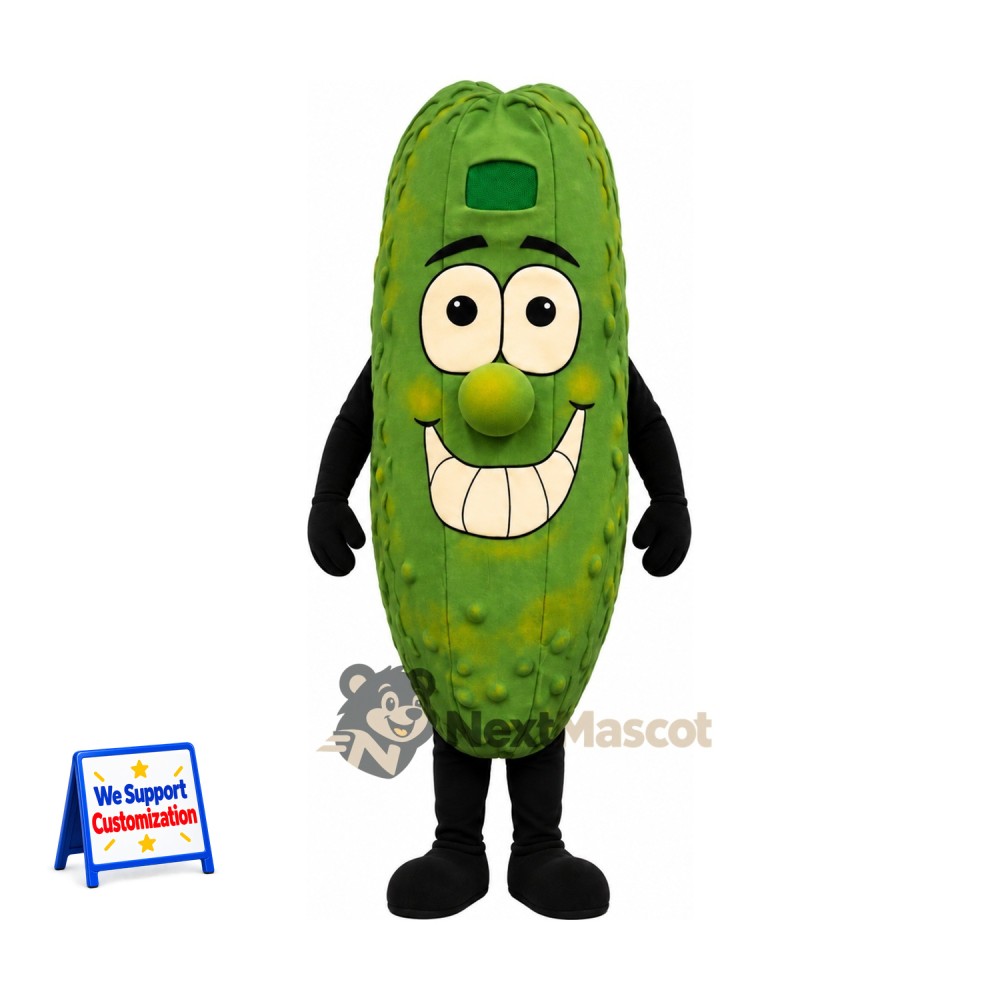 Pickle Mascot Costume - Big Toothy Grin for Food Festivals Pickle Mascot Costume - Big Toothy Grin for Food Festivals