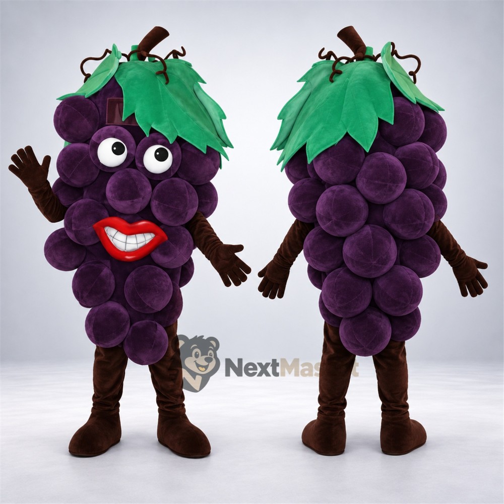 Grapes Mascot Costume - Purple for Food Festivals Grapes Mascot Costume - Purple for Food Festivals