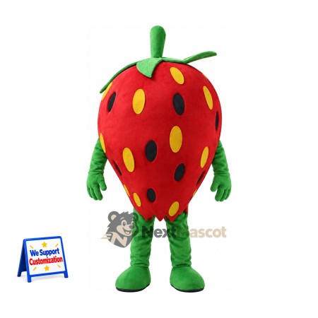 Strawberry Mascot Costume - Yellow Seeds and Green Legs for Restaurant Events Strawberry Mascot Costume - Yellow Seeds and Green Legs for Restaurant Events