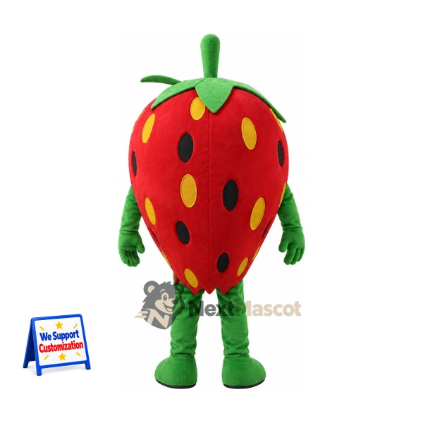Strawberry Mascot Costume - Yellow Seeds and Green Legs for Restaurant Events Strawberry Mascot Costume - Yellow Seeds and Green Legs for Restaurant Events