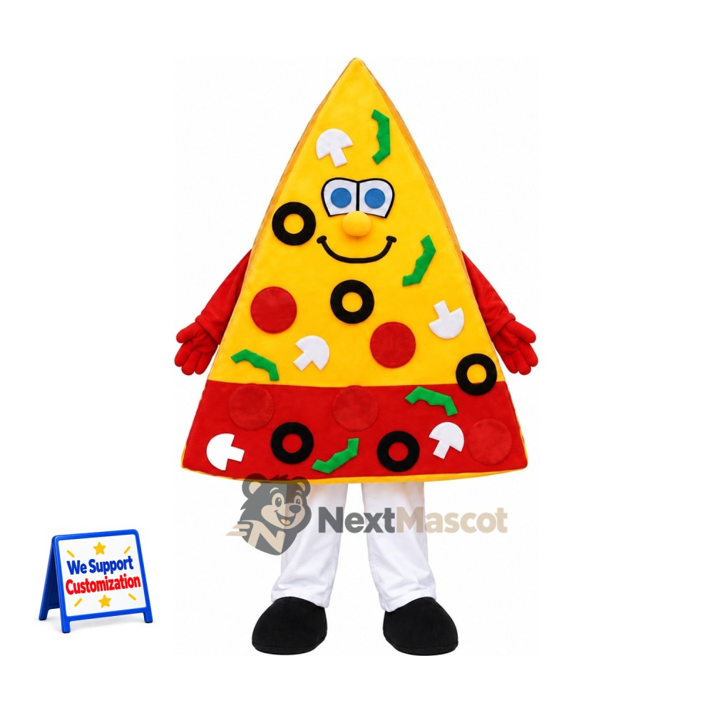 Pizza Slice Mascot Costume - Red Gloves and White Legs Pizza Slice Mascot Costume - Red Gloves and White Legs