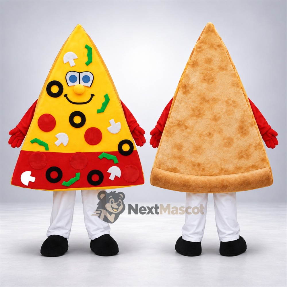 Pizza Slice Mascot Costume - Red Gloves and White Legs Pizza Slice Mascot Costume - Red Gloves and White Legs