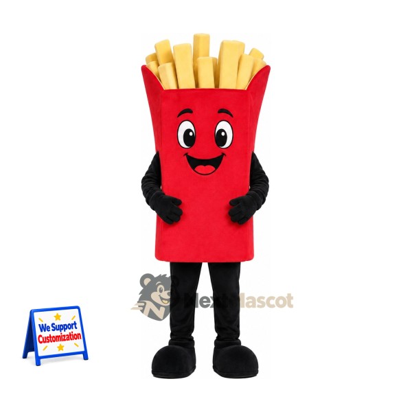 French Fries Mascot Costume - Red Carton, Black Legs