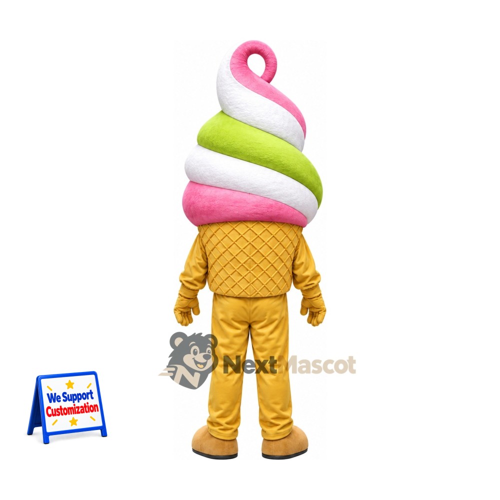 Ice Cream Cone Mascot Costume - Rainbow, Yellow Legs Ice Cream Cone Mascot Costume - Rainbow, Yellow Legs