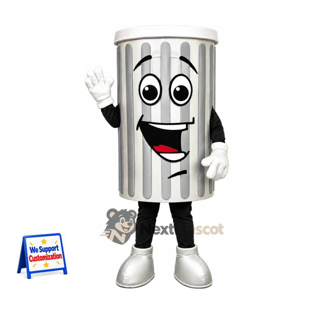 Trash Can Mascot Costume - Silver Trash Can Mascot Costume - Silver