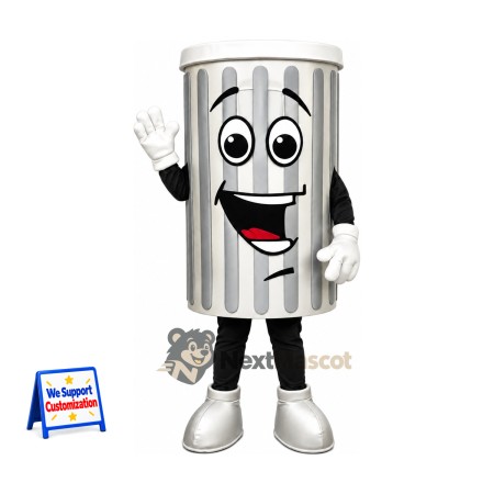 Trash Can Mascot Costume - Silver Trash Can Mascot Costume - Silver
