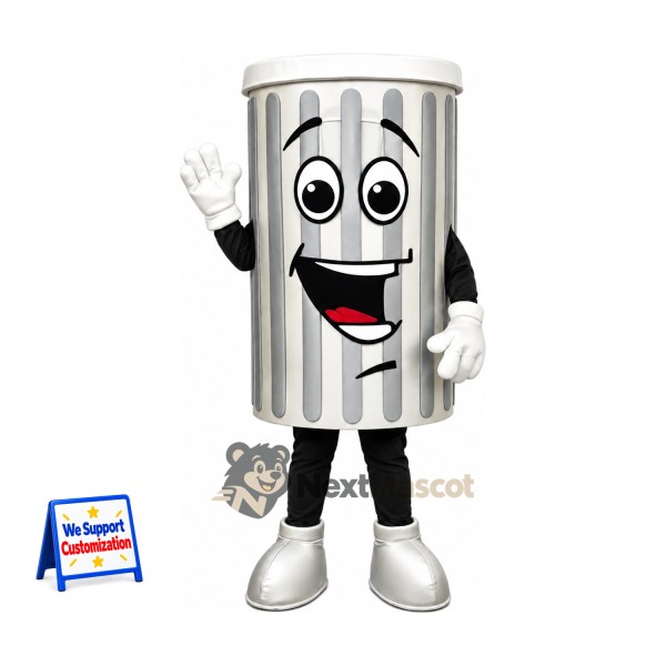 Trash Can Mascot Costume - Silver