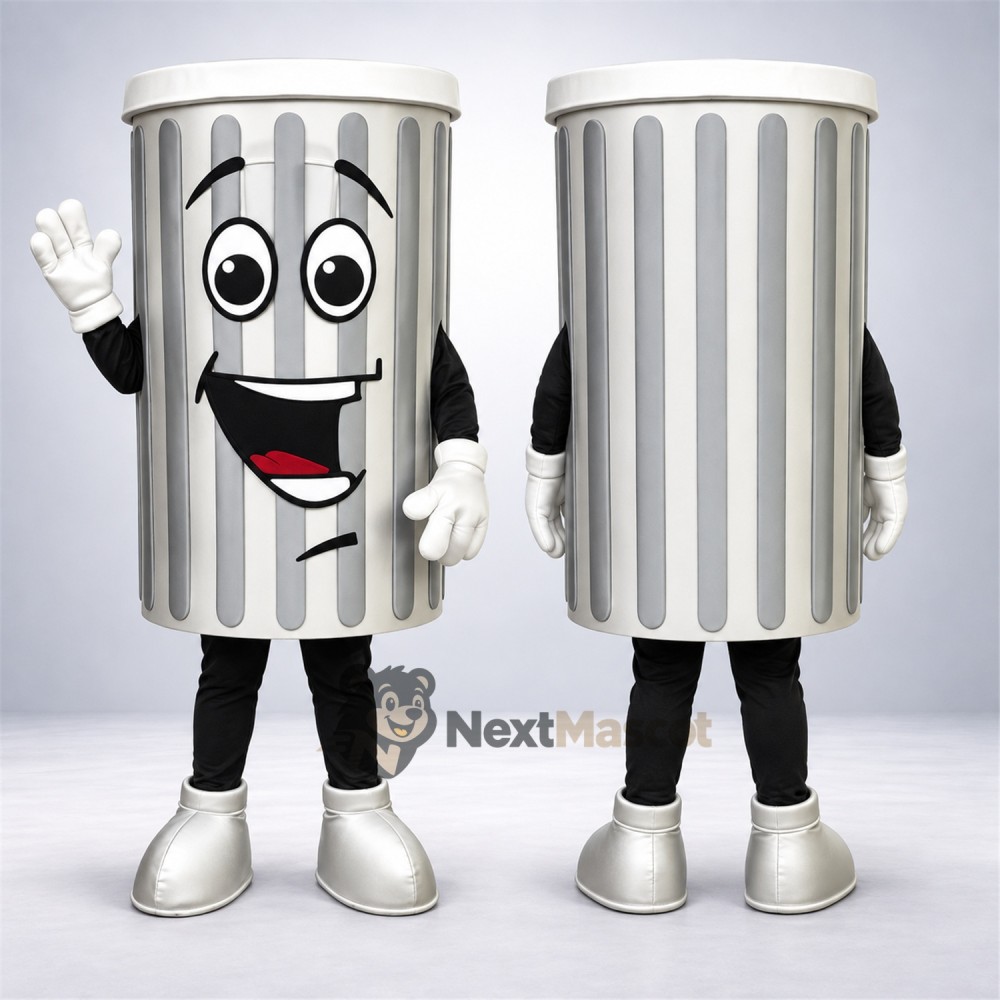 Trash Can Mascot Costume - Silver Trash Can Mascot Costume - Silver