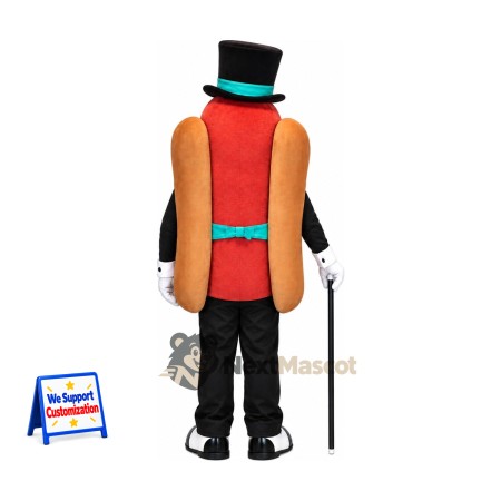 Hot Dog Mascot Costume - Top Hat for Food Festivals Hot Dog Mascot Costume - Top Hat for Food Festivals