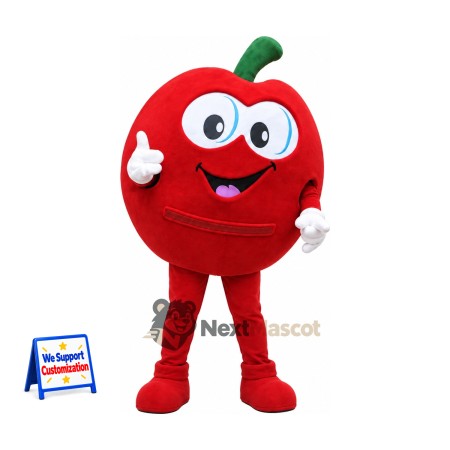Apple Mascot Costume - Red, White Gloves and Tongue Smile Apple Mascot Costume - Red, White Gloves and Tongue Smile