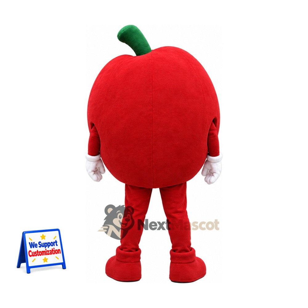 Apple Mascot Costume - Red, White Gloves and Tongue Smile Apple Mascot Costume - Red, White Gloves and Tongue Smile
