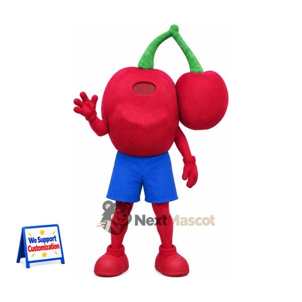 Cherries Mascot Costume - Blue Shorts