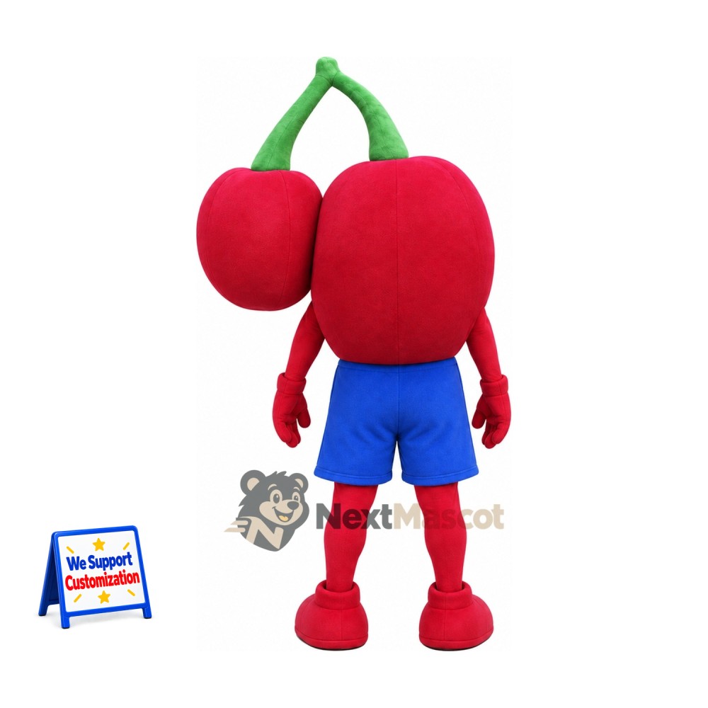 Cherries Mascot Costume - Blue Shorts Cherries Mascot Costume - Blue Shorts
