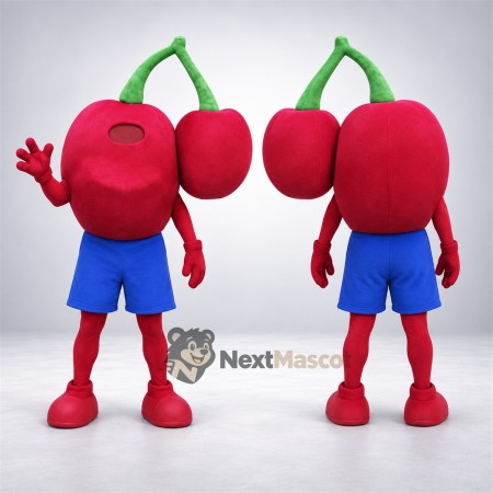 Cherries Mascot Costume - Blue Shorts Cherries Mascot Costume - Blue Shorts