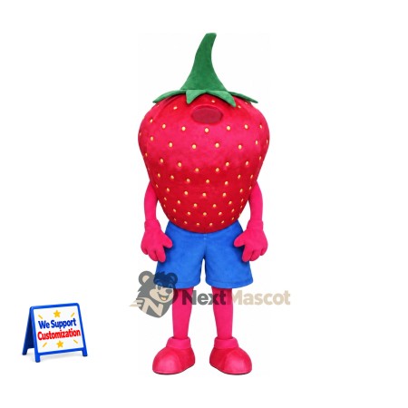 Strawberry Mascot Costume - Blue Shorts Strawberry Mascot Costume - Blue Shorts