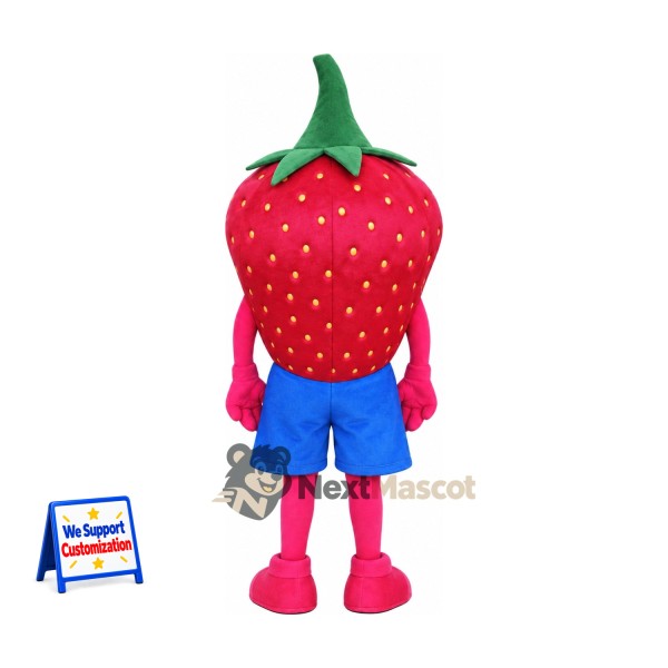 Strawberry Mascot Costume - Blue Shorts Strawberry Mascot Costume - Blue Shorts
