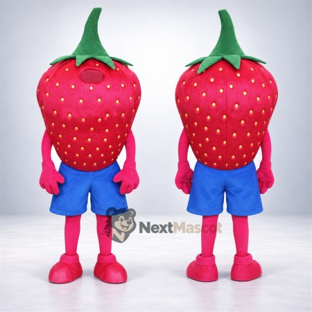 Strawberry Mascot Costume - Blue Shorts Strawberry Mascot Costume - Blue Shorts