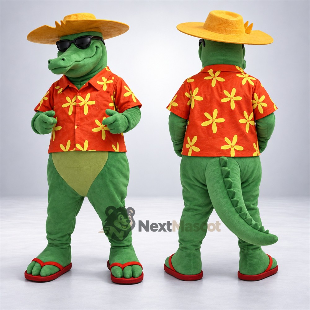 Crocodile Mascot Costume - Floral Shirt Crocodile Mascot Costume - Floral Shirt
