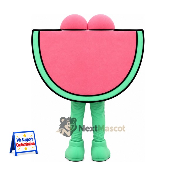Watermelon Slice Mascot Costume - Green Legs and Sleepy Eyes Watermelon Slice Mascot Costume - Green Legs and Sleepy Eyes
