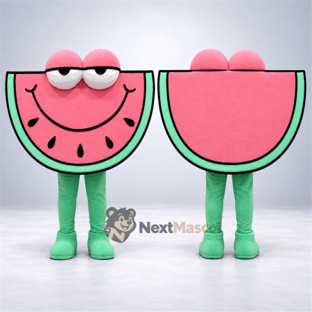 Watermelon Slice Mascot Costume - Green Legs and Sleepy Eyes Watermelon Slice Mascot Costume - Green Legs and Sleepy Eyes