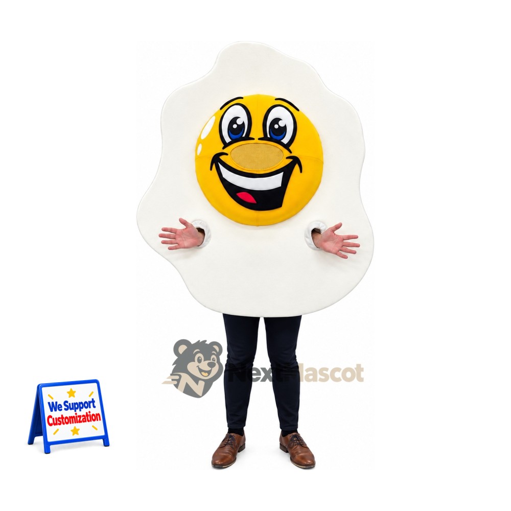 Fried Egg Mascot Costume for Food Festivals Fried Egg Mascot Costume for Food Festivals